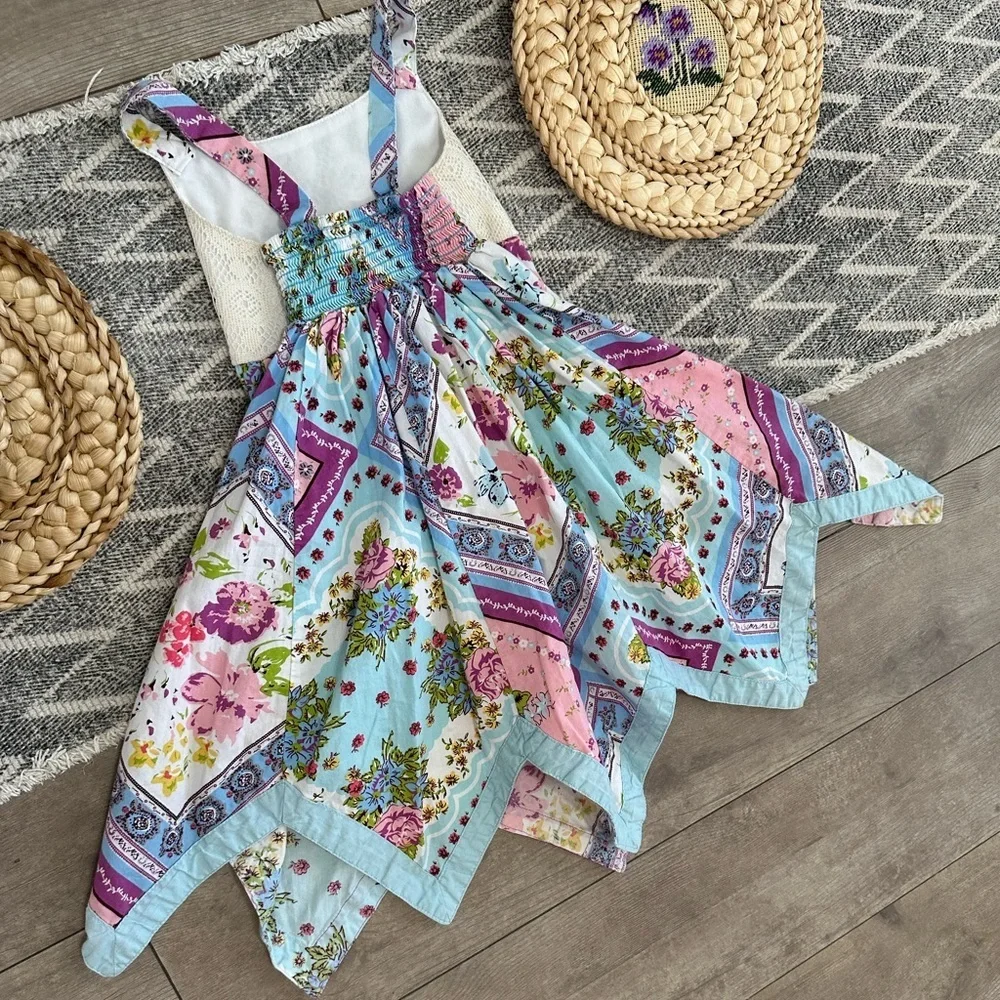 Blueberi Boulevard Toddler Girl Vintage Patchwork Handkerchief Dress Boho Wester